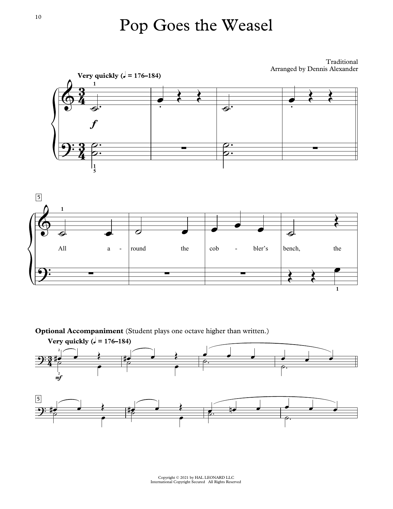 Traditional Pop Goes The Weasel (arr. Dennis Alexander) Sheet Music Notes & Chords for Educational Piano - Download or Print PDF