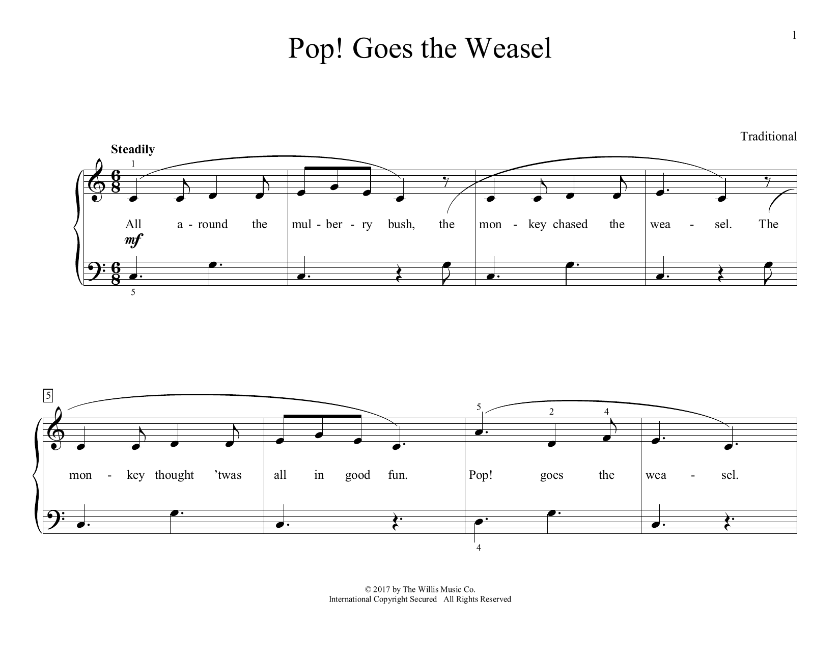 Traditional Pop! Goes The Weasel (arr. Christopher Hussey) Sheet Music Notes & Chords for Educational Piano - Download or Print PDF