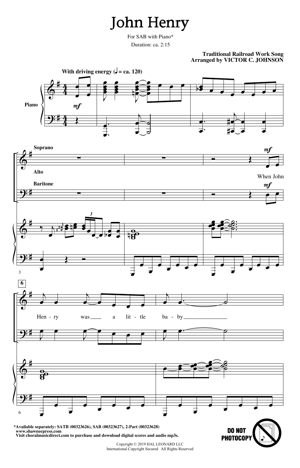 Traditional Railroad Work Song John Henry (arr. Victor C. Johnson) Sheet Music Notes & Chords for SAB Choir - Download or Print PDF