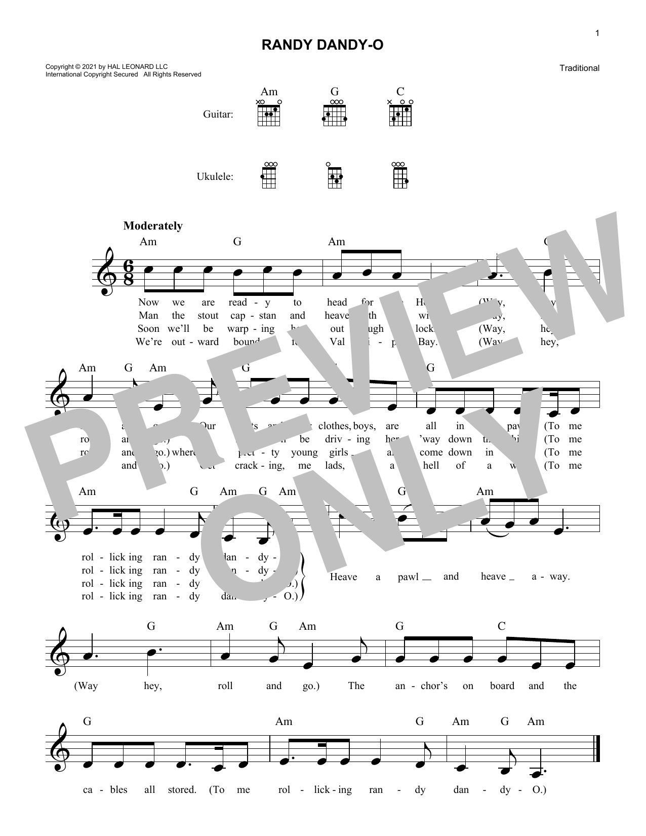 Traditional Randy Dandy-O Sheet Music Notes & Chords for Lead Sheet / Fake Book - Download or Print PDF