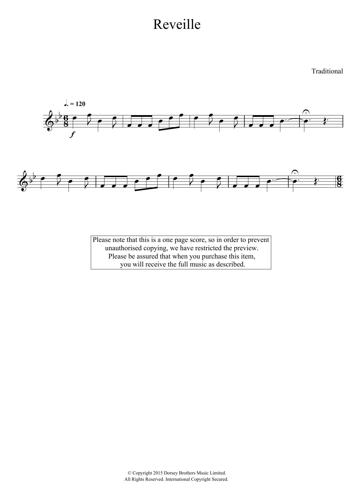 Traditional Reveille Sheet Music Notes & Chords for Trumpet - Download or Print PDF