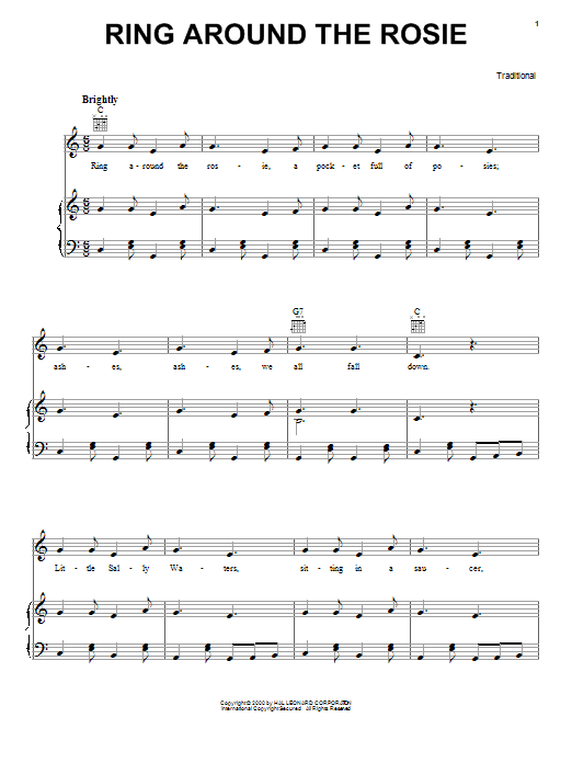 Traditional Ring Around The Rosie Sheet Music Notes & Chords for Piano, Vocal & Guitar (Right-Hand Melody) - Download or Print PDF