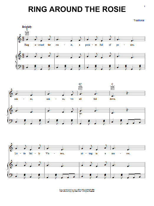 Traditional Ring Around The Rosie Sheet Music Notes & Chords for Melody Line, Lyrics & Chords - Download or Print PDF