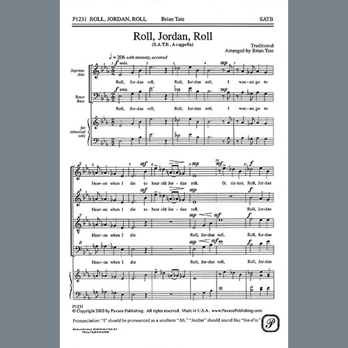 Traditional, Roll, Jordan, Roll (arr. Brian Tate), SATB Choir