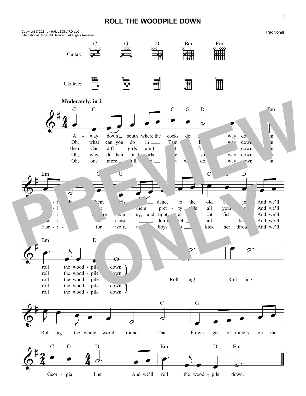 Traditional Roll The Woodpile Down Sheet Music Notes & Chords for Lead Sheet / Fake Book - Download or Print PDF