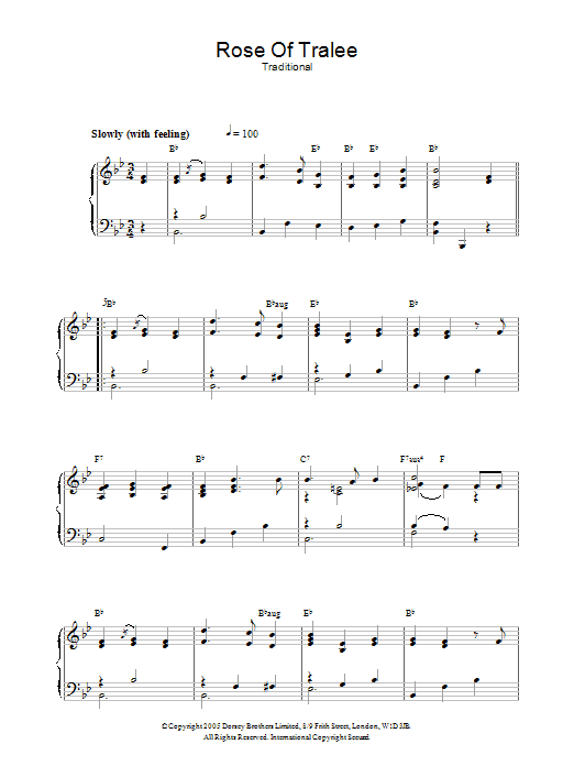 Traditional Rose Of Tralee Sheet Music Notes & Chords for Piano - Download or Print PDF