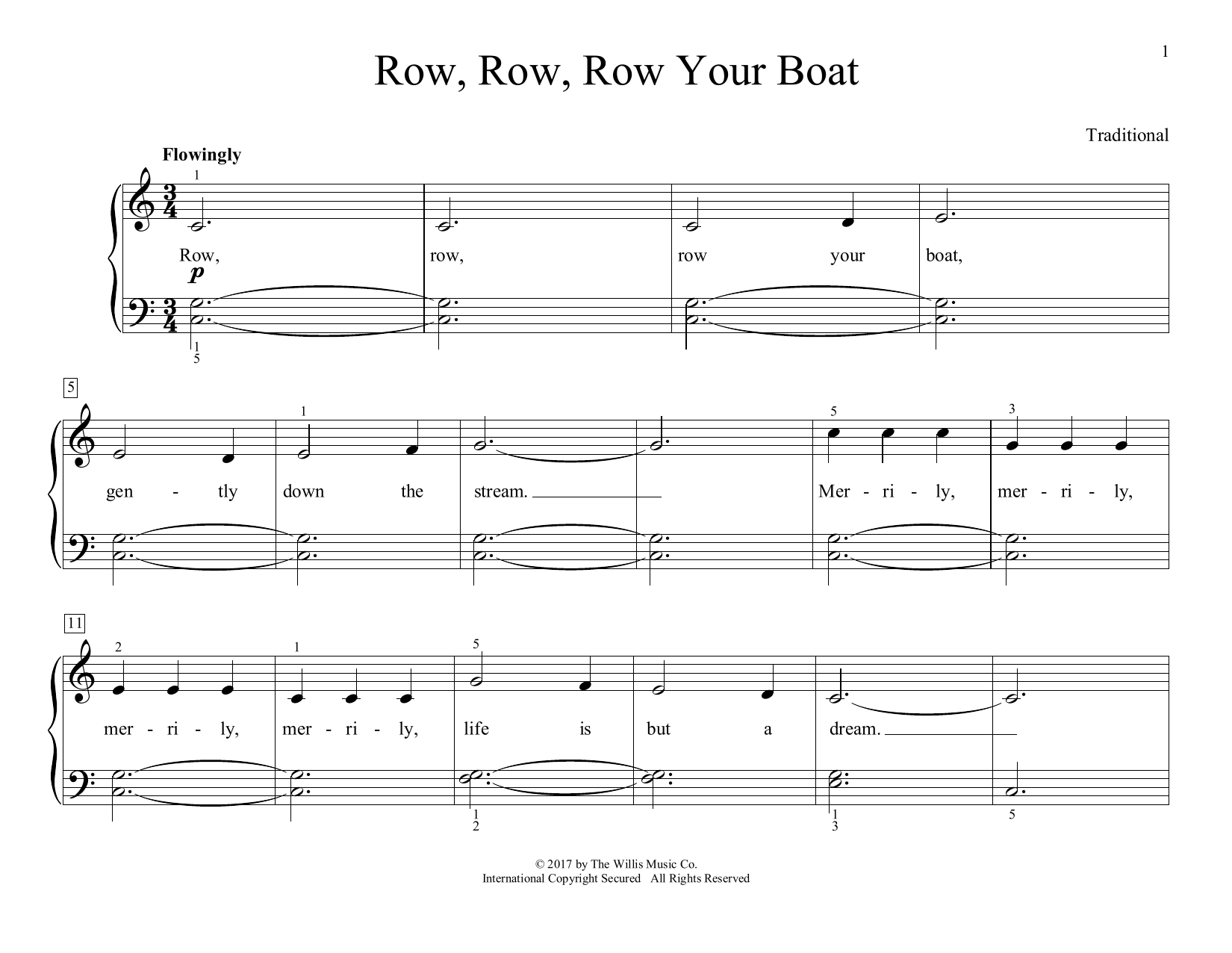 Traditional Row, Row, Row Your Boat (arr. Christopher Hussey) Sheet Music Notes & Chords for Educational Piano - Download or Print PDF