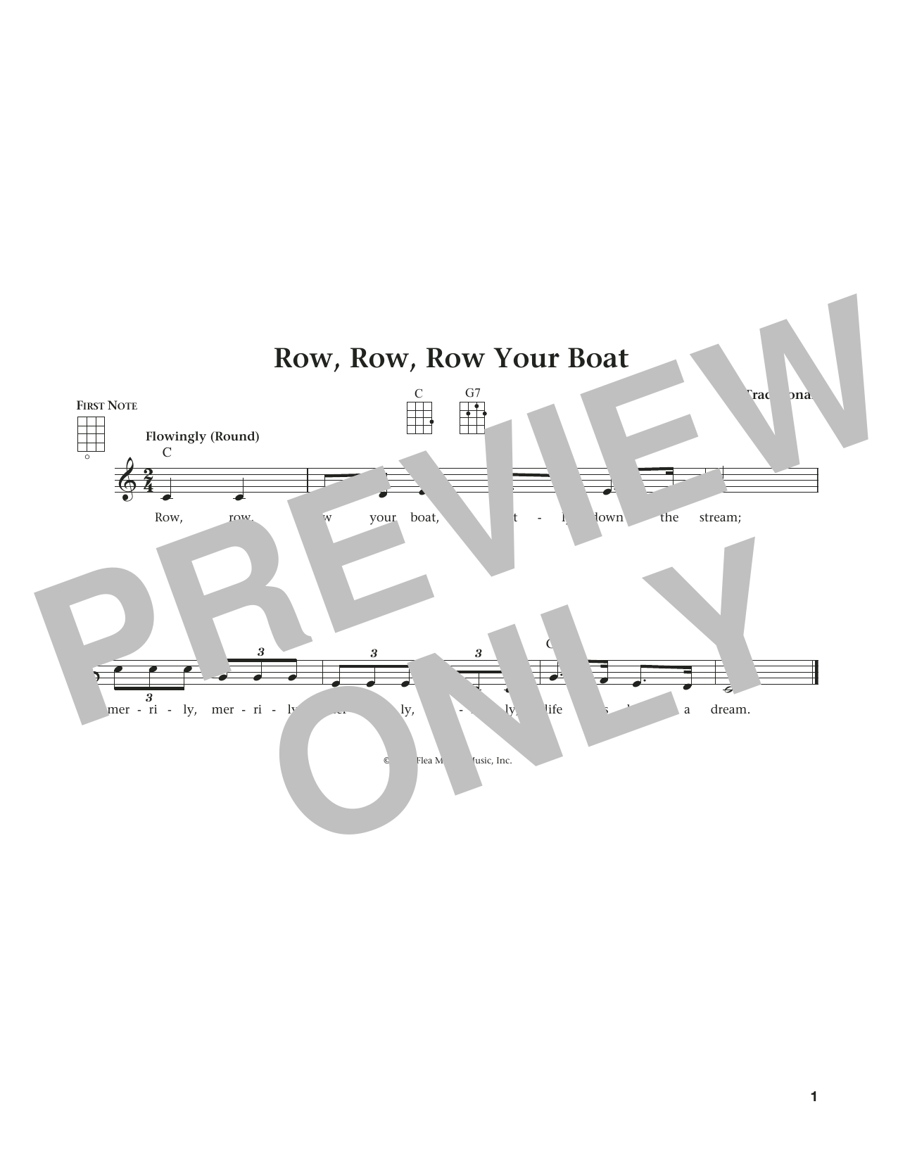 Traditional Row, Row, Row Your Boat (from The Daily Ukulele) (arr. Liz and Jim Beloff) Sheet Music Notes & Chords for Ukulele - Download or Print PDF