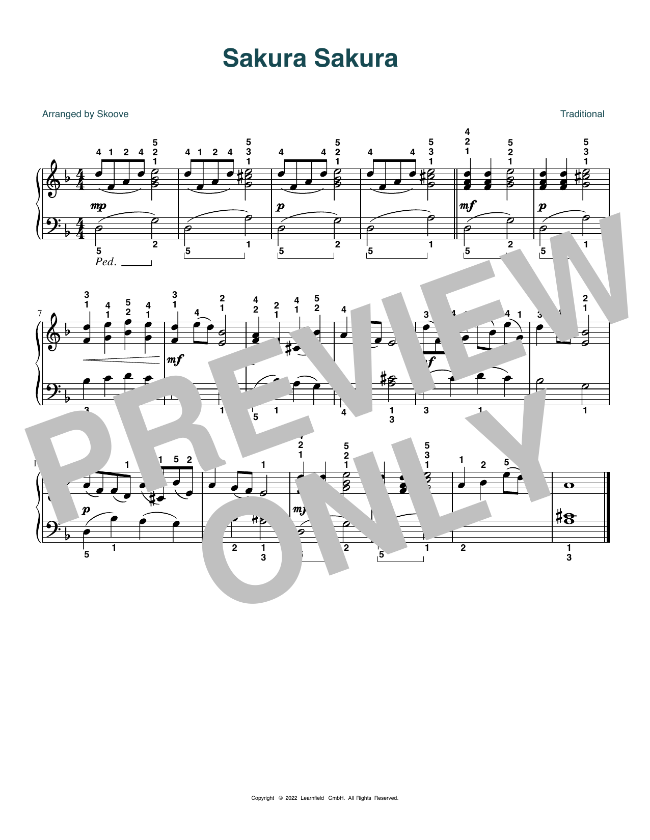 Traditional Sakura Sakura (arr. Skoove) Sheet Music Notes & Chords for Piano Solo - Download or Print PDF