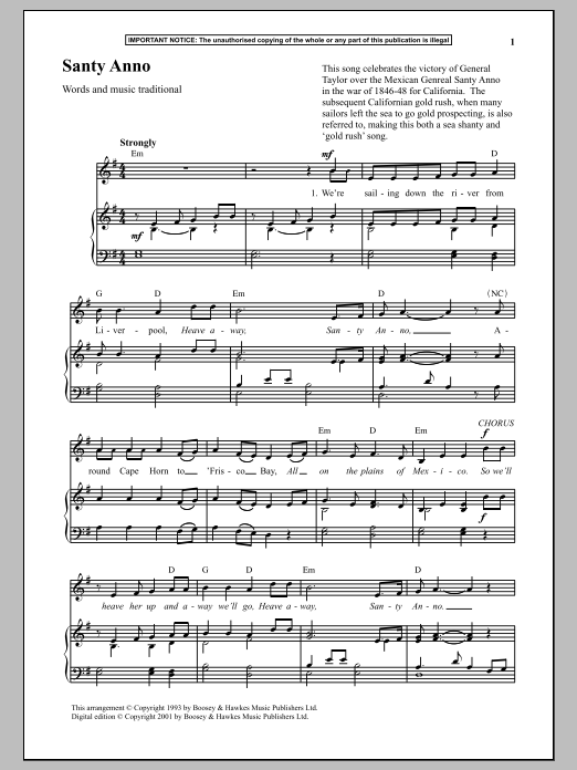 Traditional Santy Anno Sheet Music Notes & Chords for Piano - Download or Print PDF
