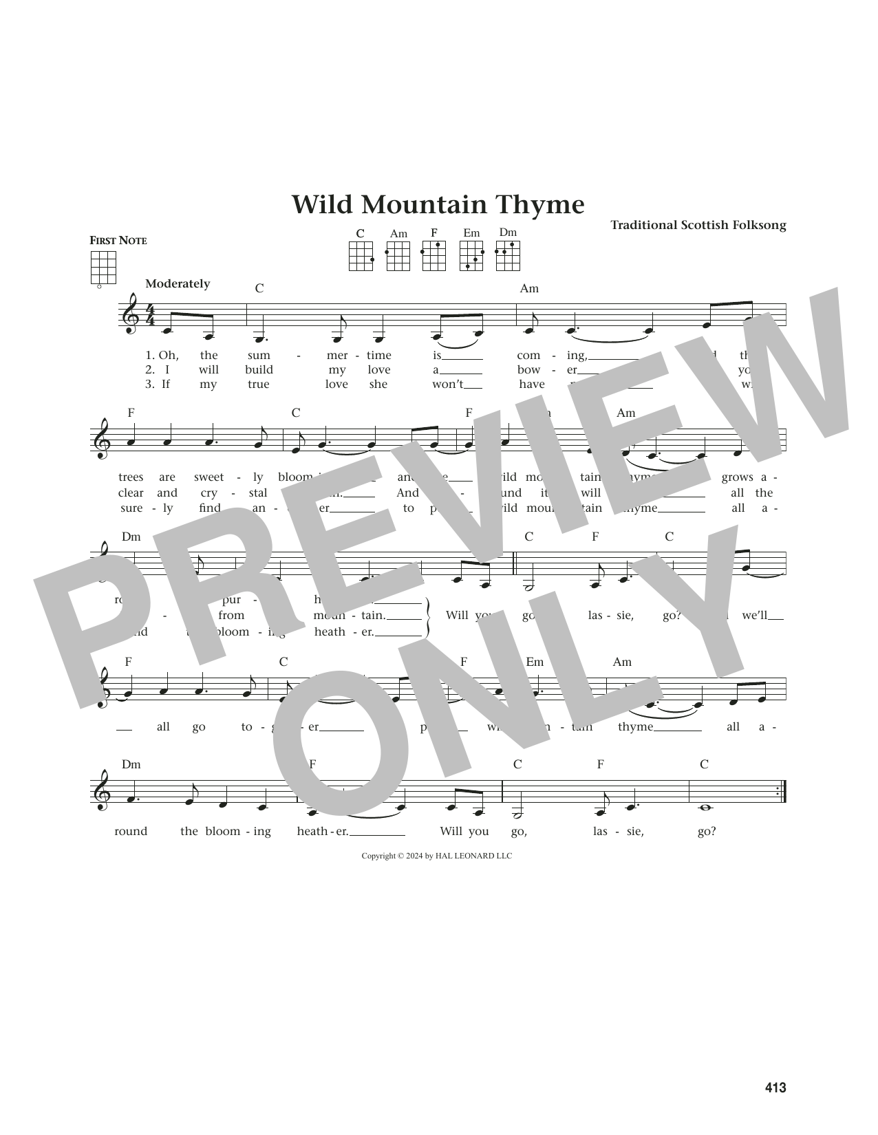 Traditional Scottish Folksong Wild Mountain Thyme (from The Daily Ukulele) (arr. Jim Beloff) Sheet Music Notes & Chords for Ukulele - Download or Print PDF