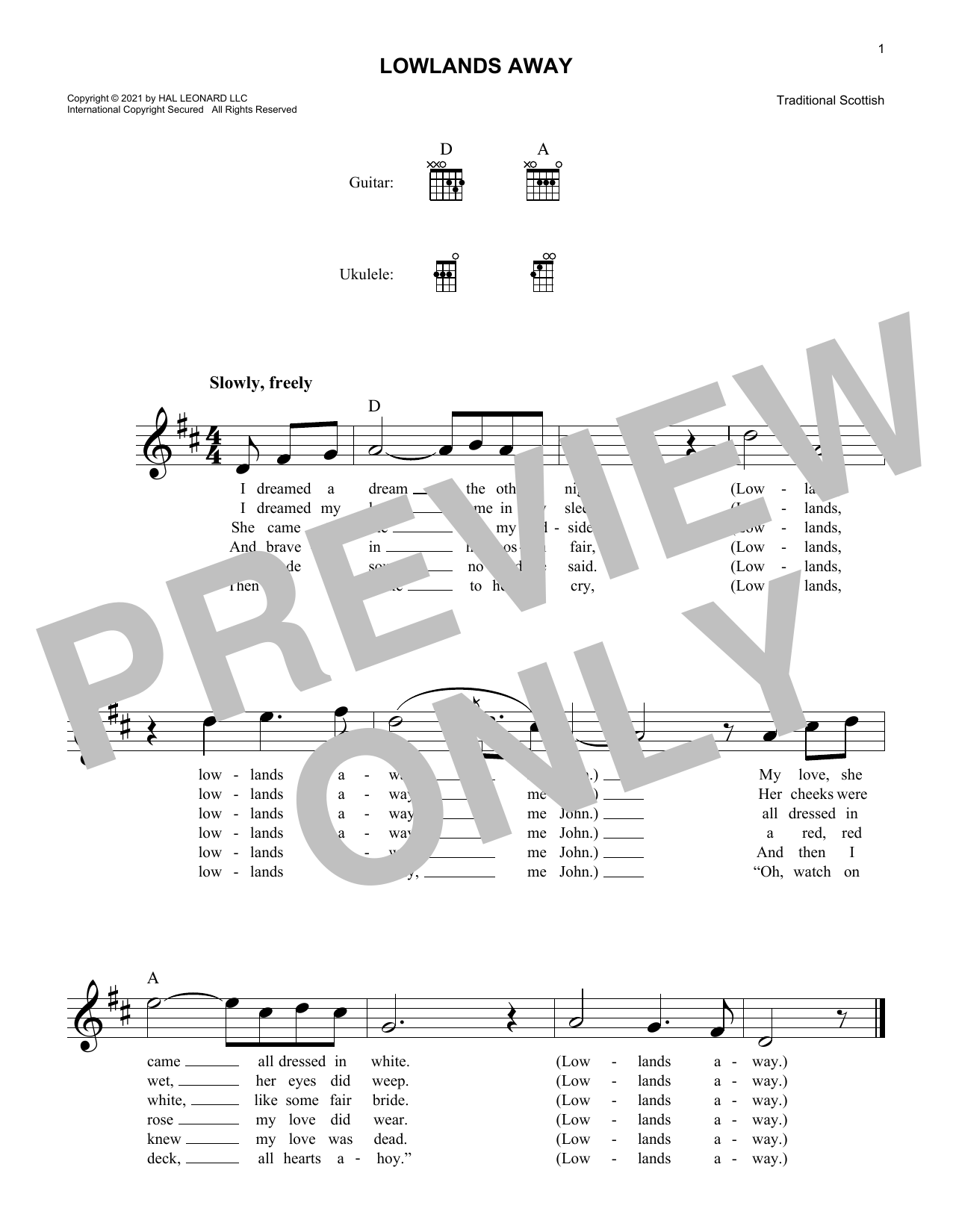 Traditional Scottish Lowlands Away Sheet Music Notes & Chords for Lead Sheet / Fake Book - Download or Print PDF