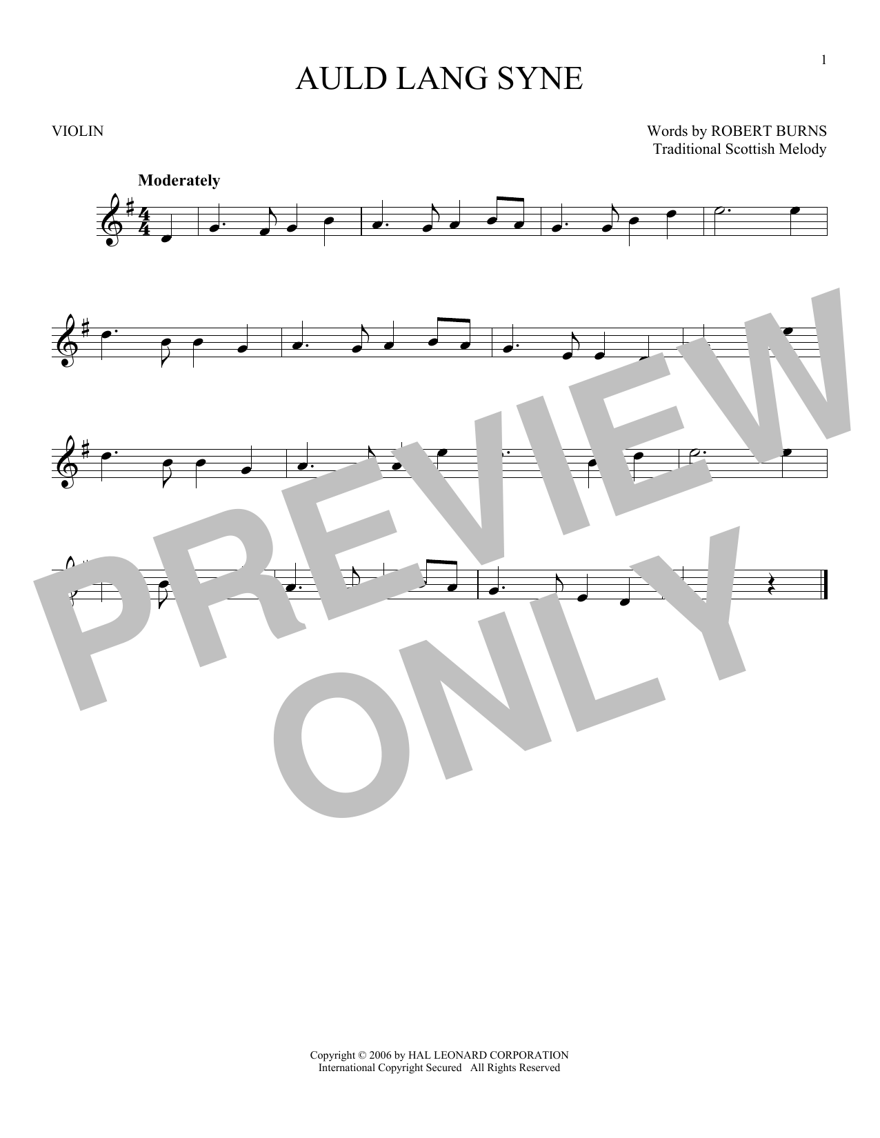 Traditional Scottish Melody Auld Lang Syne Sheet Music Notes & Chords for Mandolin - Download or Print PDF