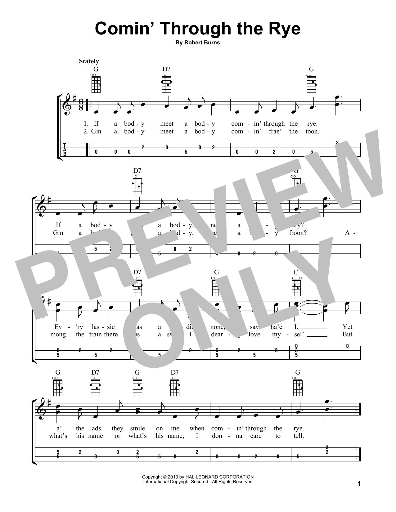 Traditional Scottish Melody Comin' Through The Rye (arr. Bobby Westfall) Sheet Music Notes & Chords for Mandolin - Download or Print PDF