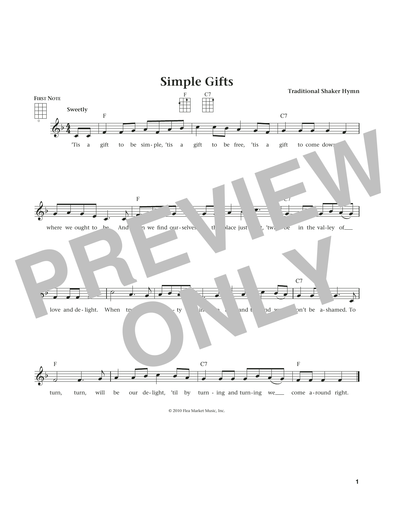 Traditional Shaker Hymn Simple Gifts (from The Daily Ukulele) (arr. Liz and Jim Beloff) Sheet Music Notes & Chords for Ukulele - Download or Print PDF