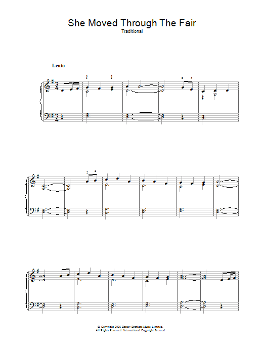 Traditional She Moved Through The Fair Sheet Music Notes & Chords for Beginner Piano - Download or Print PDF