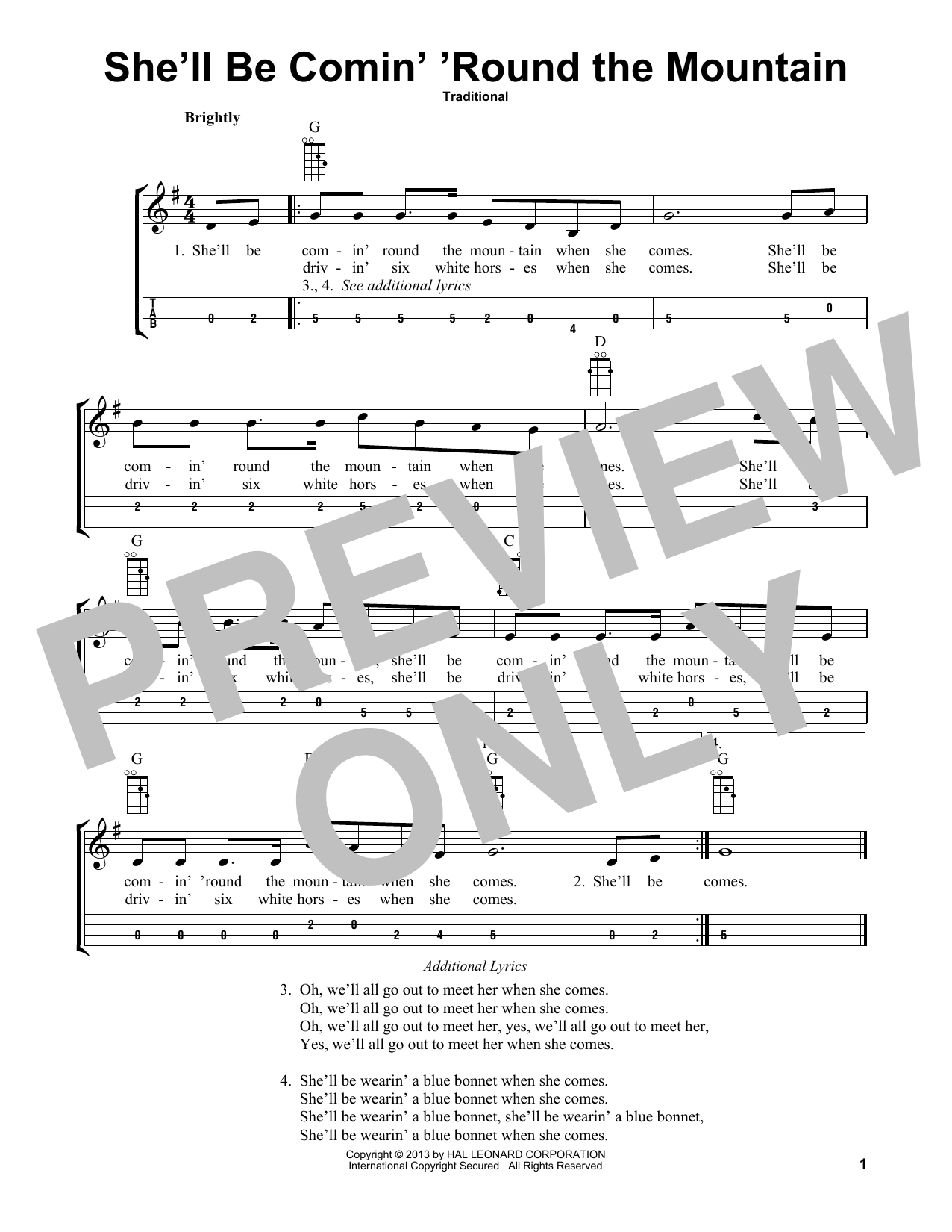 Traditional She'll Be Comin' 'Round The Mountain (arr. Bobby Westfall) Sheet Music Notes & Chords for Mandolin - Download or Print PDF