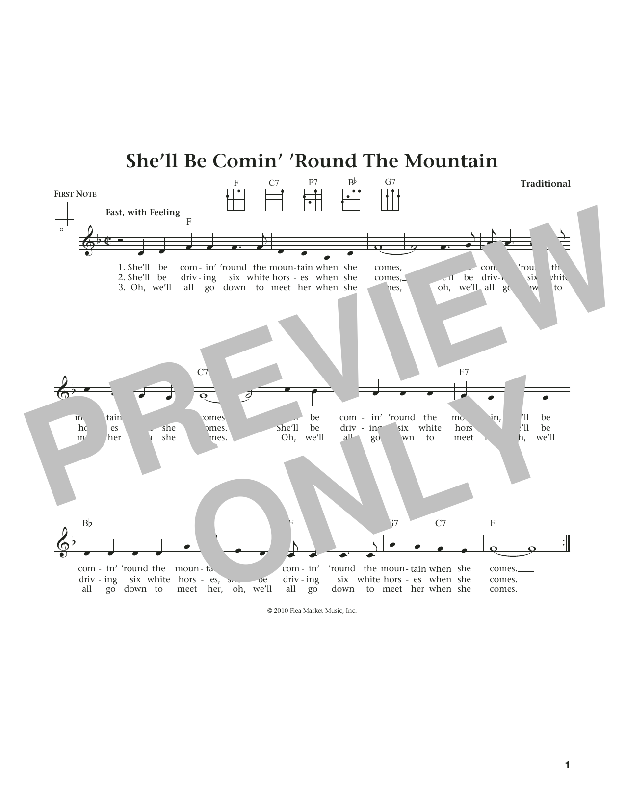 Traditional She'll Be Comin' 'Round The Mountain (from The Daily Ukulele) (arr. Liz and Jim Beloff) Sheet Music Notes & Chords for Ukulele - Download or Print PDF