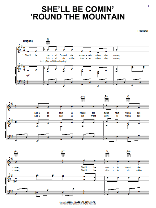 Traditional She'll Be Comin' 'Round The Mountain Sheet Music Notes & Chords for Guitar Tab - Download or Print PDF