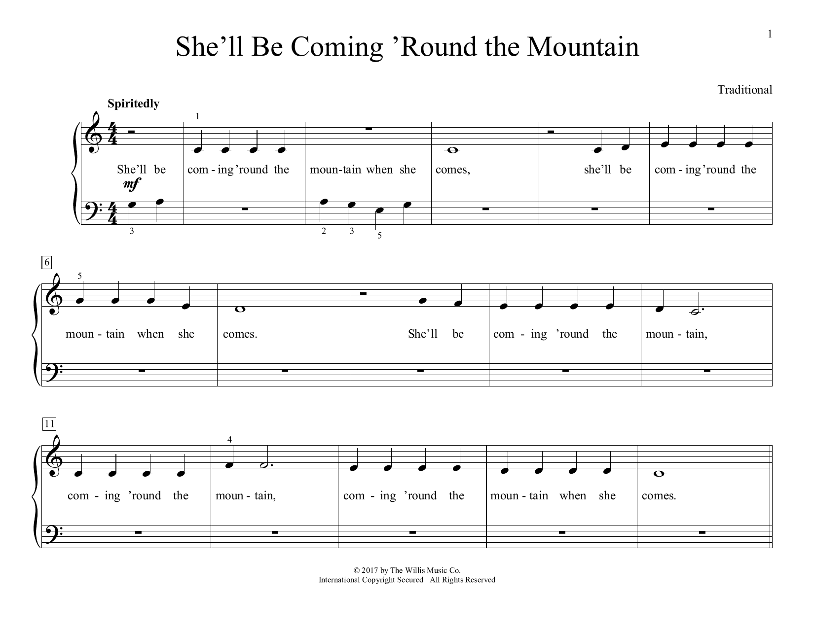 Traditional She'll Be Coming 'Round The Mountain (arr. Christopher Hussey) Sheet Music Notes & Chords for Educational Piano - Download or Print PDF