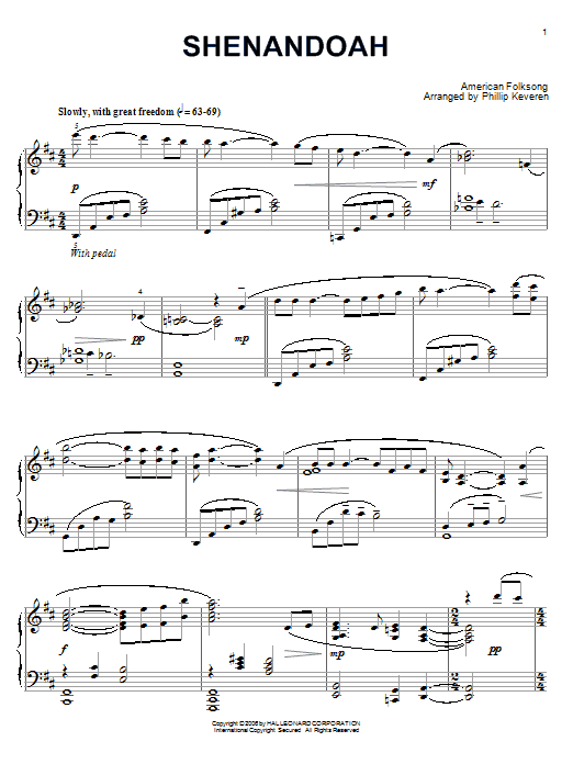 Traditional Shenandoah Sheet Music Notes & Chords for Piano - Download or Print PDF