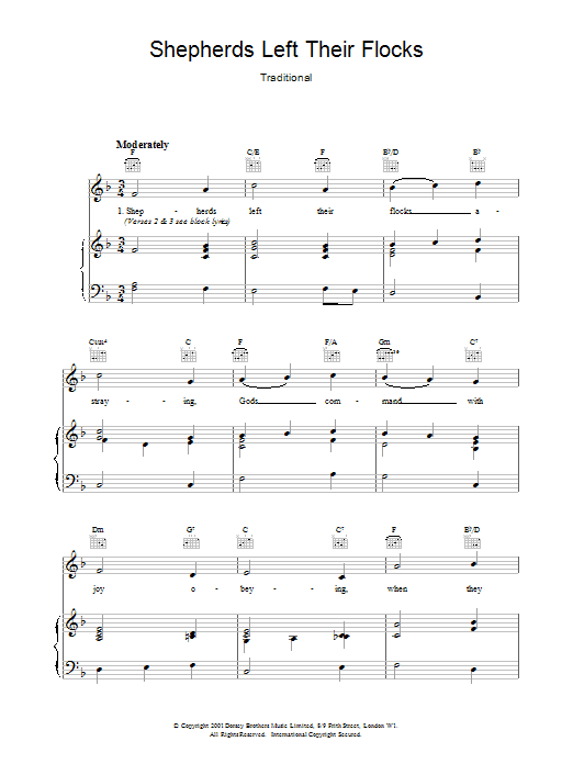 Traditional Shepherds Left Their Flocks Sheet Music Notes & Chords for Piano & Vocal - Download or Print PDF