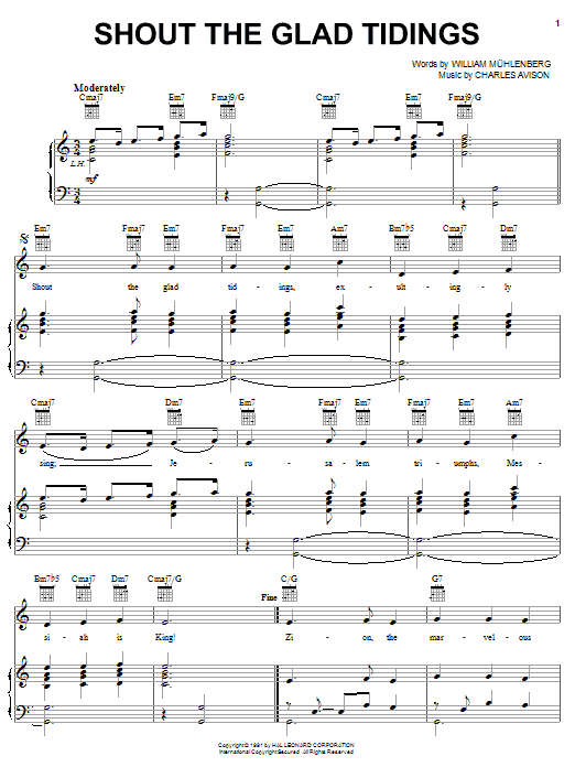 Traditional Shout The Glad Tidings Sheet Music Notes & Chords for Piano, Vocal & Guitar (Right-Hand Melody) - Download or Print PDF