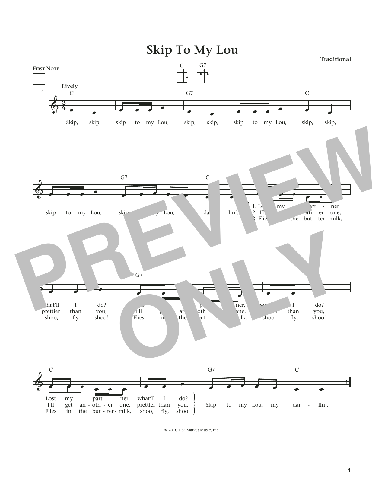 Traditional Skip To My Lou (from The Daily Ukulele) (arr. Liz and Jim Beloff) Sheet Music Notes & Chords for Ukulele - Download or Print PDF