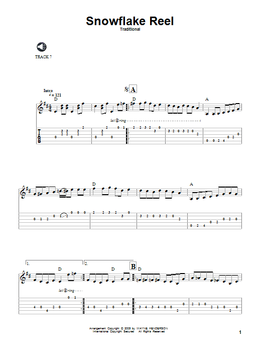 Traditional Snowflake Reel Sheet Music Notes & Chords for Guitar Tab - Download or Print PDF