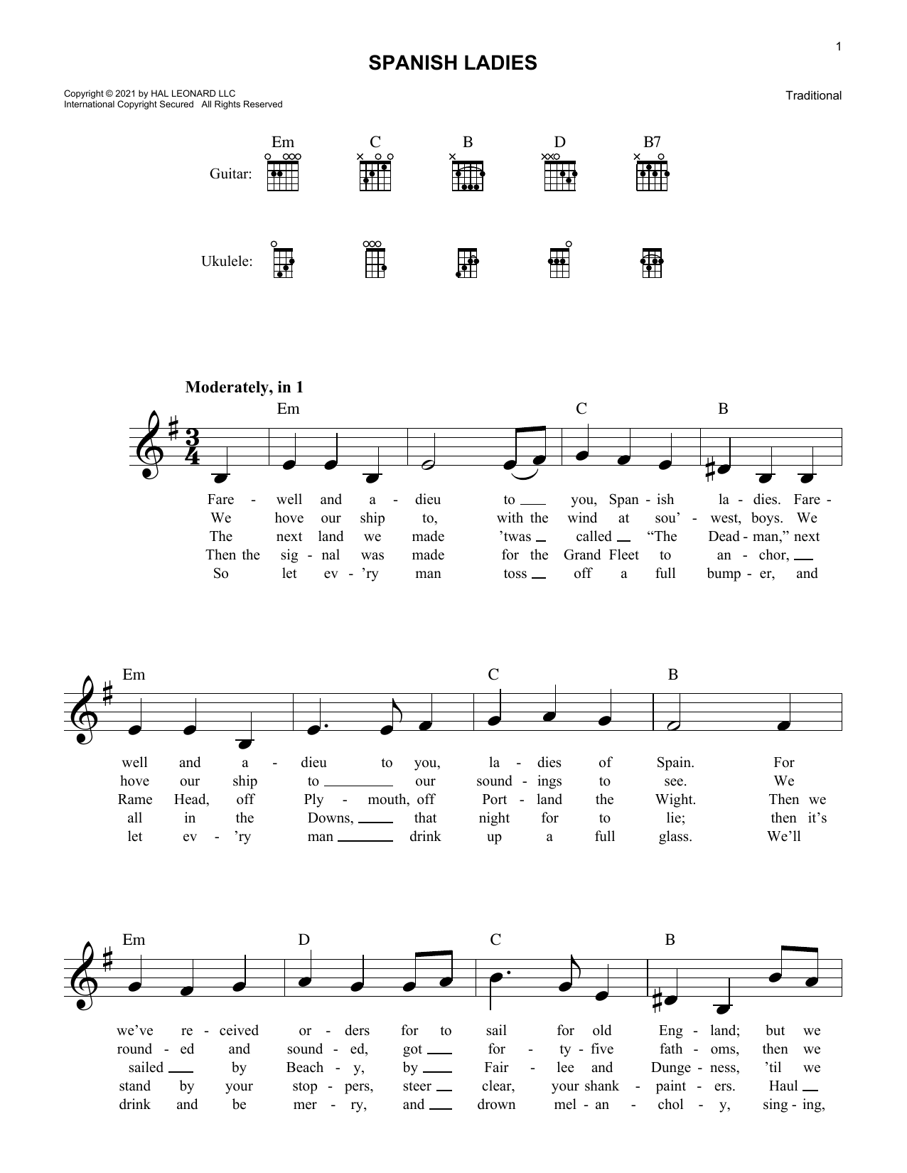 Traditional Spanish Ladies Sheet Music Notes & Chords for Lead Sheet / Fake Book - Download or Print PDF