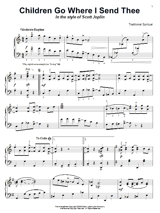 Traditional Children Go Where I Send Thee Sheet Music Notes & Chords for Piano - Download or Print PDF