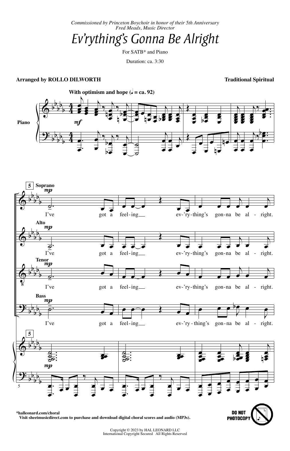 Traditional Spiritual Ev'rything's Gonna Be Alright (arr. Rollo Dilworth) Sheet Music Notes & Chords for SATB Choir - Download or Print PDF