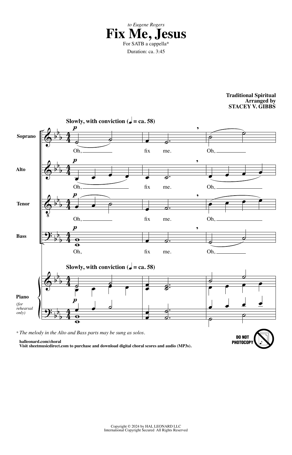 Traditional Spiritual Fix Me, Jesus (arr. Stacey V. Gibbs) Sheet Music Notes & Chords for SATB Choir - Download or Print PDF