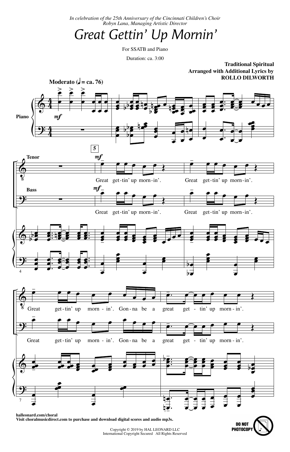 Traditional Spiritual Great Gettin' Up Mornin' (arr. Rollo Dilworth) Sheet Music Notes & Chords for SATB Choir - Download or Print PDF