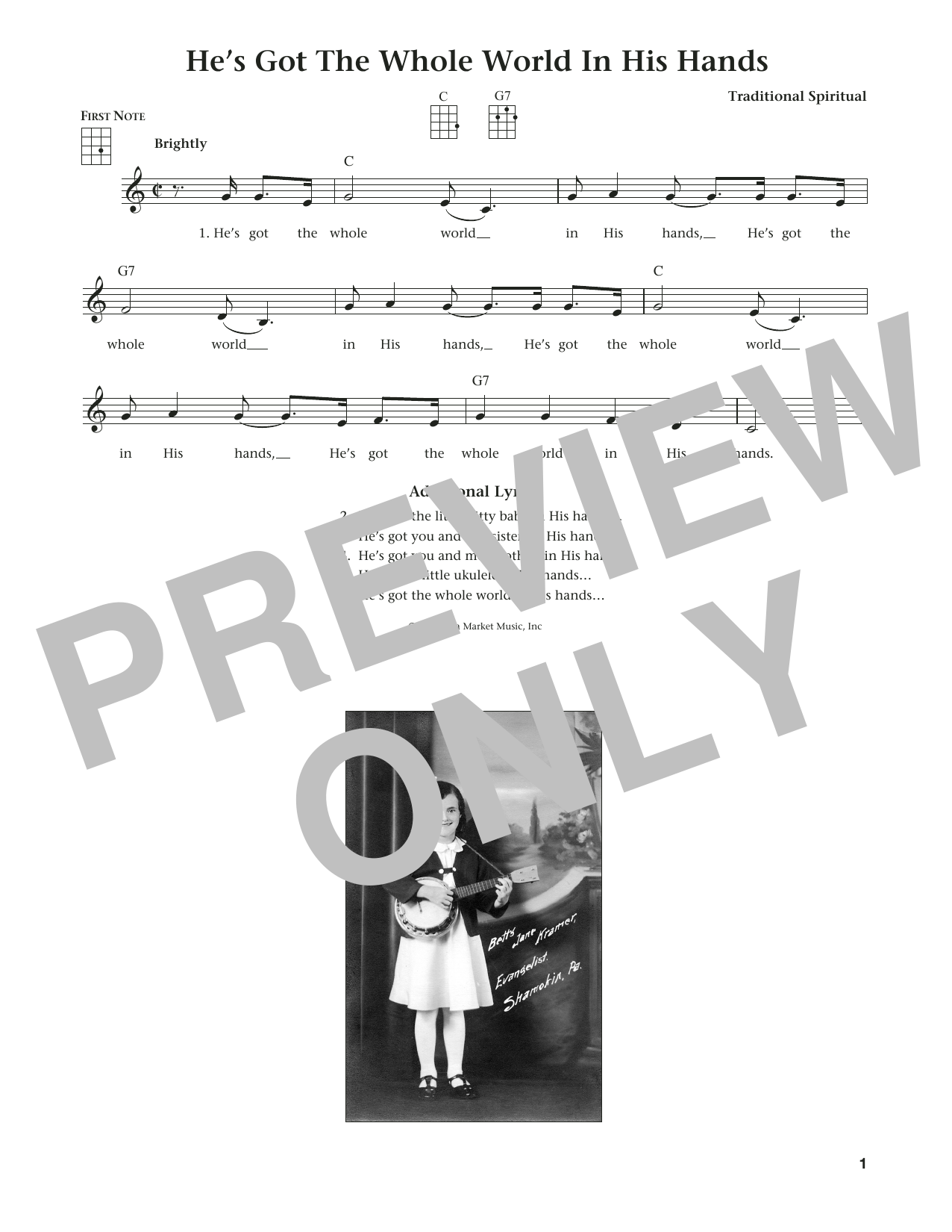 Traditional Spiritual He's Got The Whole World In His Hands (from The Daily Ukulele) (arr. Liz and Jim Beloff) Sheet Music Notes & Chords for Ukulele - Download or Print PDF