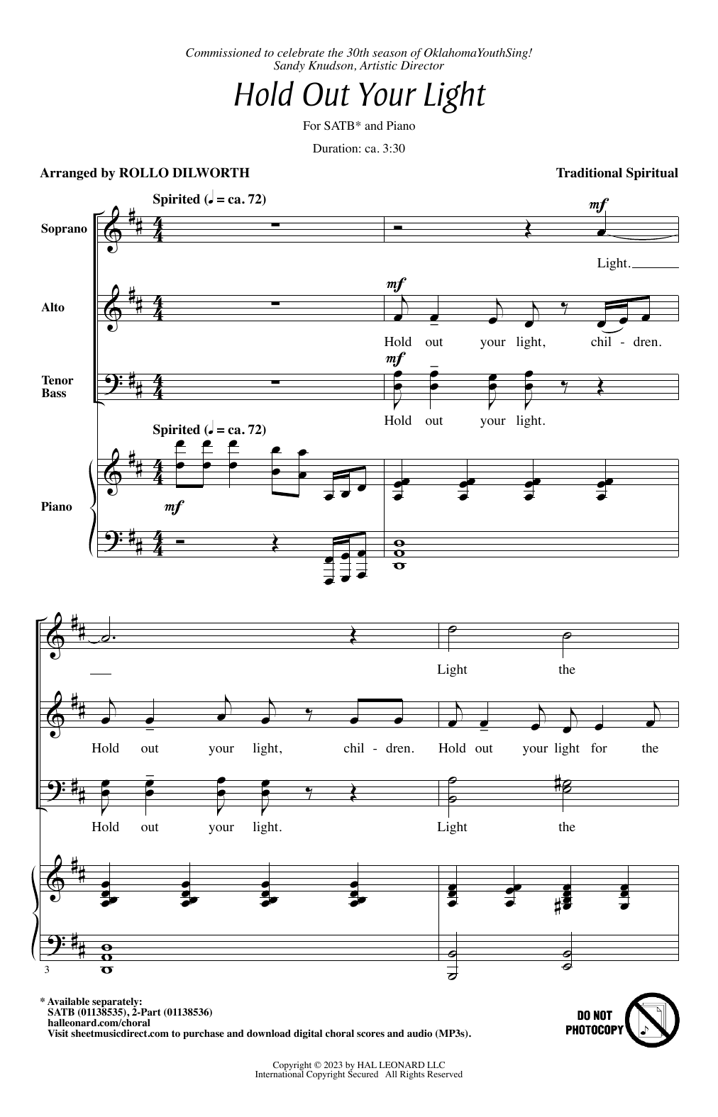 Traditional Spiritual Hold Out Your Light (arr. Rollo Dilworth) Sheet Music Notes & Chords for 2-Part Choir - Download or Print PDF