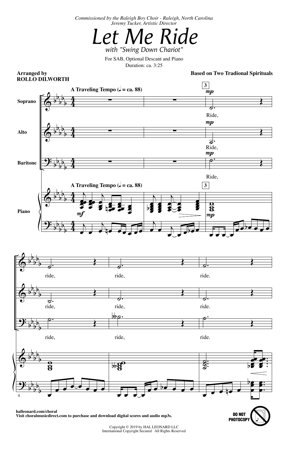 Traditional Spiritual Let Me Ride (arr. Rollo Dilworth) Sheet Music Notes & Chords for SAB Choir - Download or Print PDF