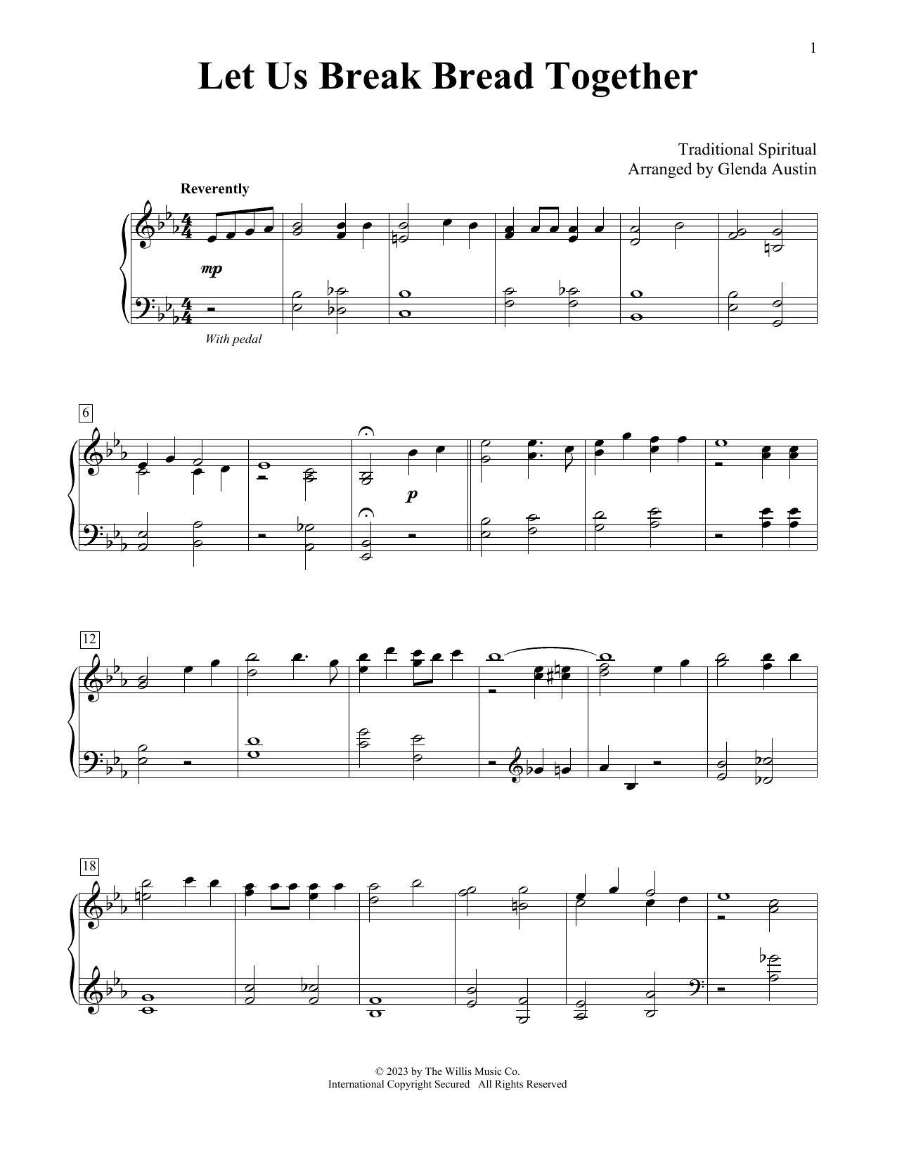 Traditional Spiritual Let Us Break Bread Together (arr. Glenda Austin) Sheet Music Notes & Chords for Educational Piano - Download or Print PDF
