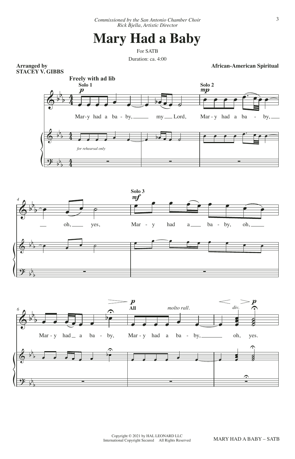 Traditional Spiritual Mary Had A Baby (arr. Stacey V. Gibbs) Sheet Music Notes & Chords for SATB Choir - Download or Print PDF