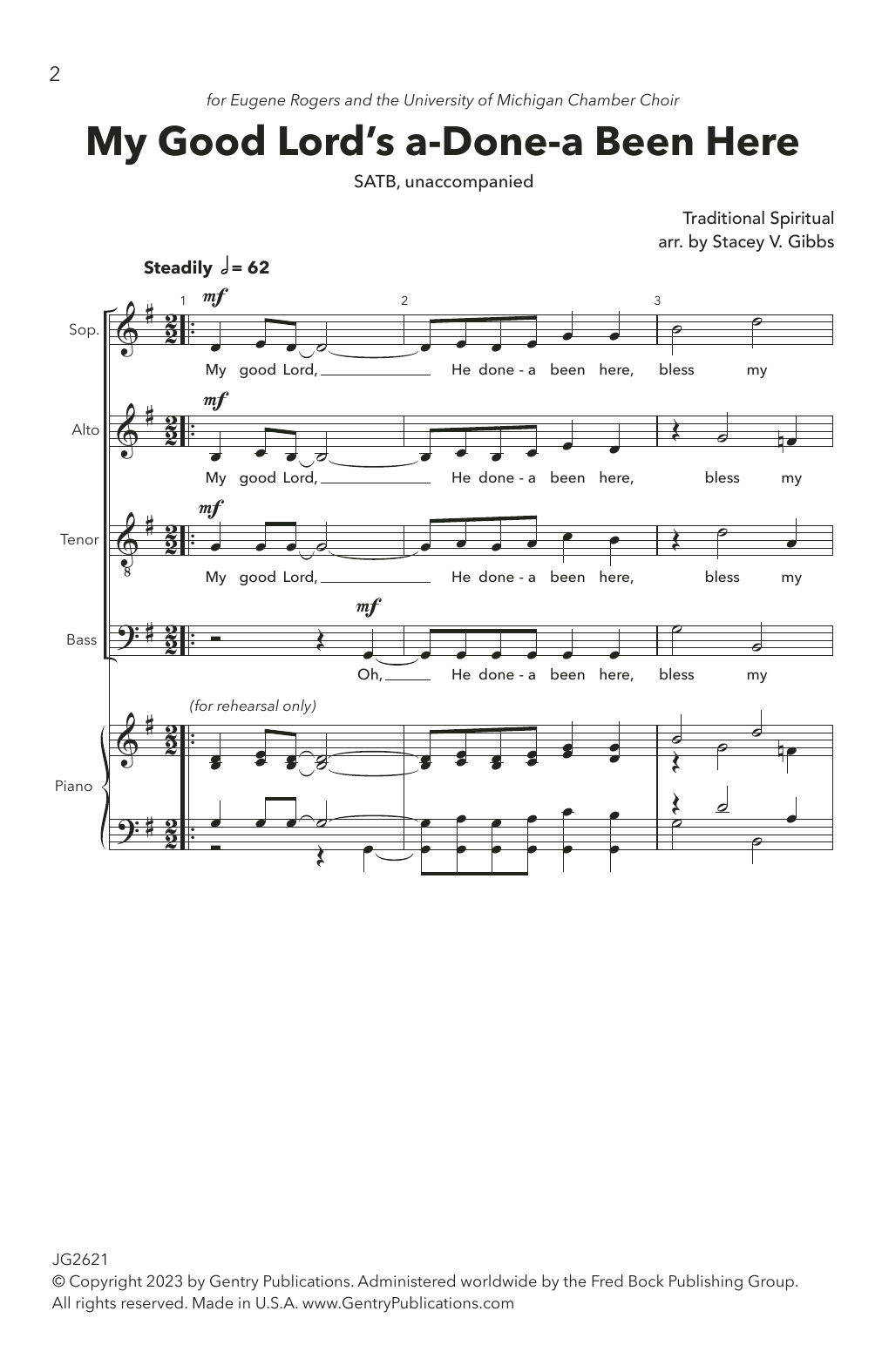 Traditional Spiritual My Good Lord's a-Done-a Been Here (arr. Stacey V. Gibbs) Sheet Music Notes & Chords for SATB Choir - Download or Print PDF