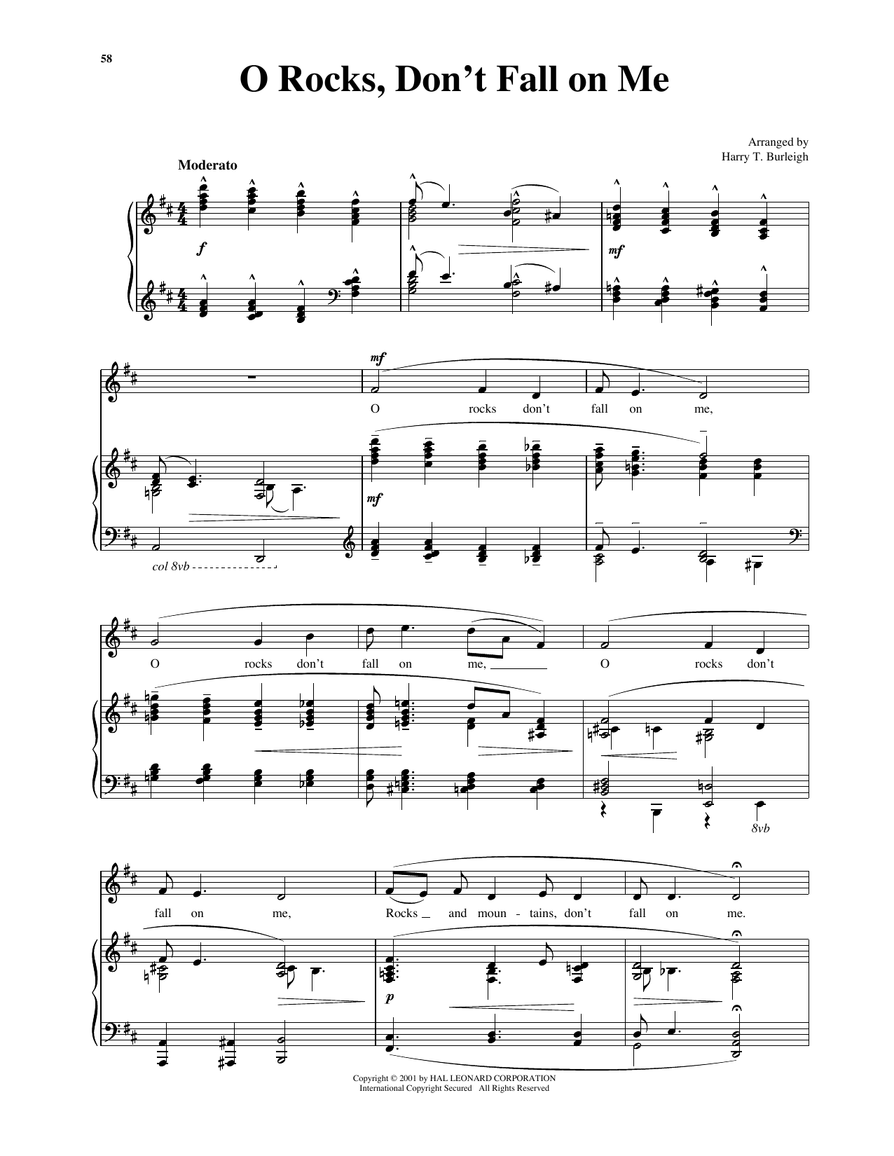 Traditional Spiritual O Rocks, Don't Fall On Me Sheet Music Notes & Chords for Piano & Vocal - Download or Print PDF