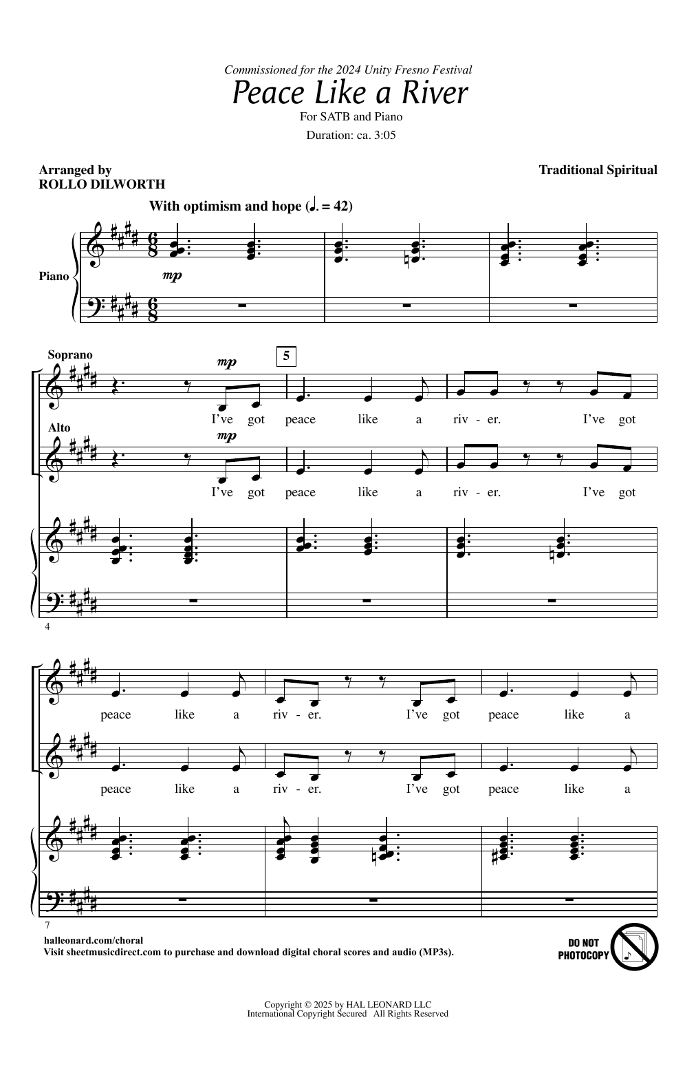 Traditional Spiritual Peace Like A River (arr. Rollo Dilworth) Sheet Music Notes & Chords for SATB Choir - Download or Print PDF