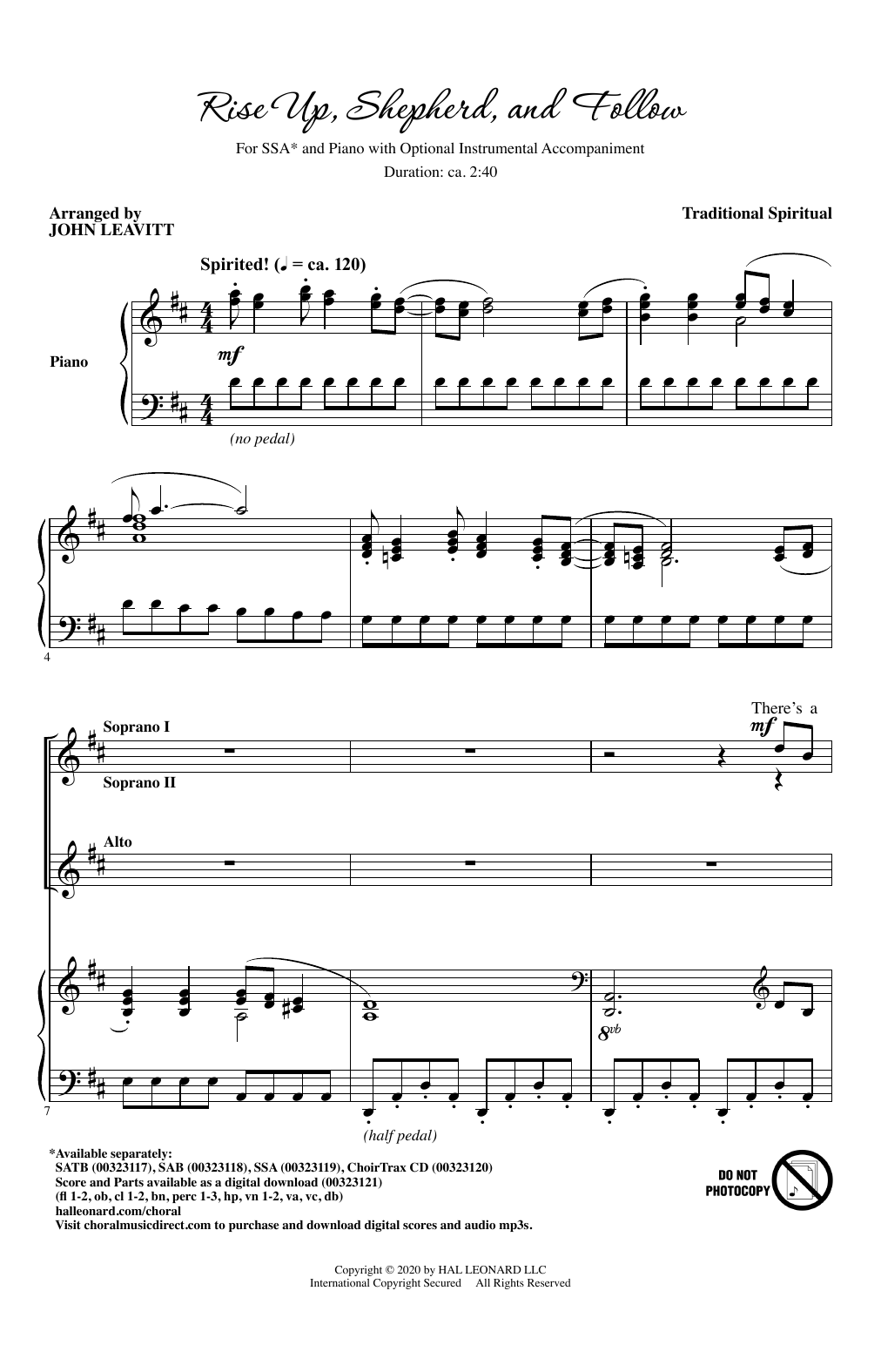 Traditional Spiritual Rise Up, Shepherd, And Follow (arr. John Leavitt) Sheet Music Notes & Chords for SATB Choir - Download or Print PDF