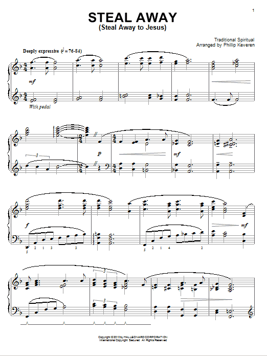 Traditional Spiritual Steal Away (Steal Away To Jesus) Sheet Music Notes & Chords for Piano - Download or Print PDF