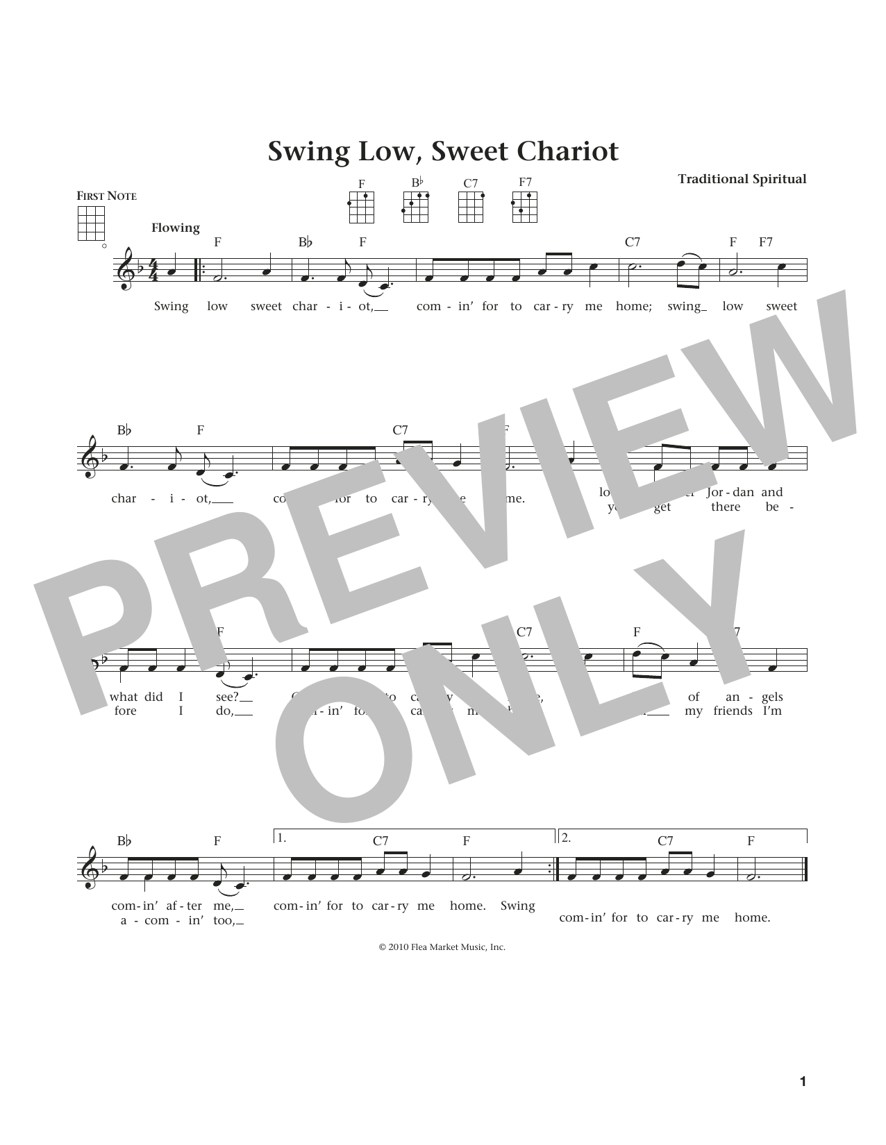 Traditional Spiritual Swing Low, Sweet Chariot (from The Daily Ukulele) (arr. Liz and Jim Beloff) Sheet Music Notes & Chords for Ukulele - Download or Print PDF