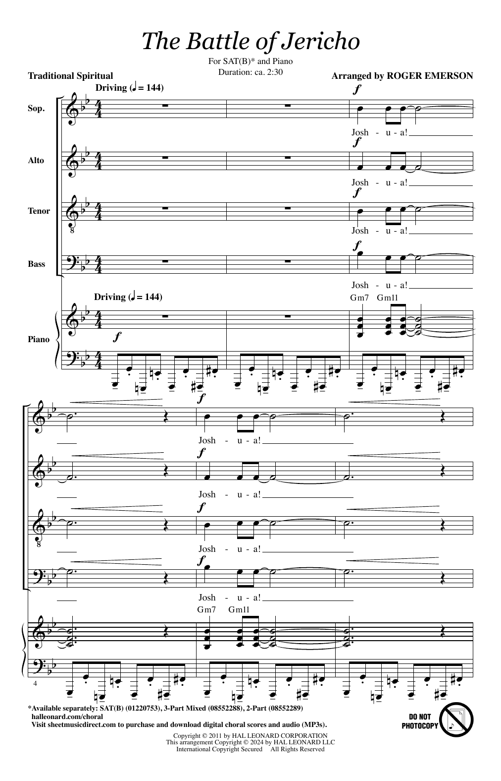 Traditional Spiritual The Battle Of Jericho (arr. Roger Emerson) Sheet Music Notes & Chords for Choir - Download or Print PDF