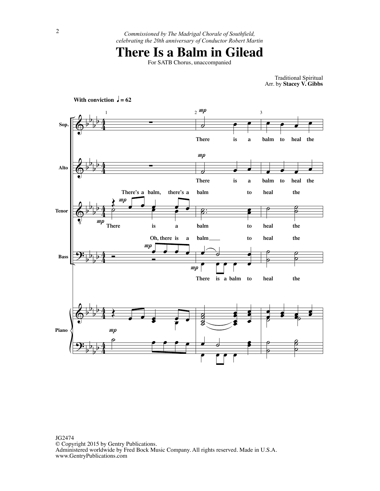 Traditional Spiritual There Is A Balm In Gilead (arr. Stacey V. Gibbs) Sheet Music Notes & Chords for SATB Choir - Download or Print PDF