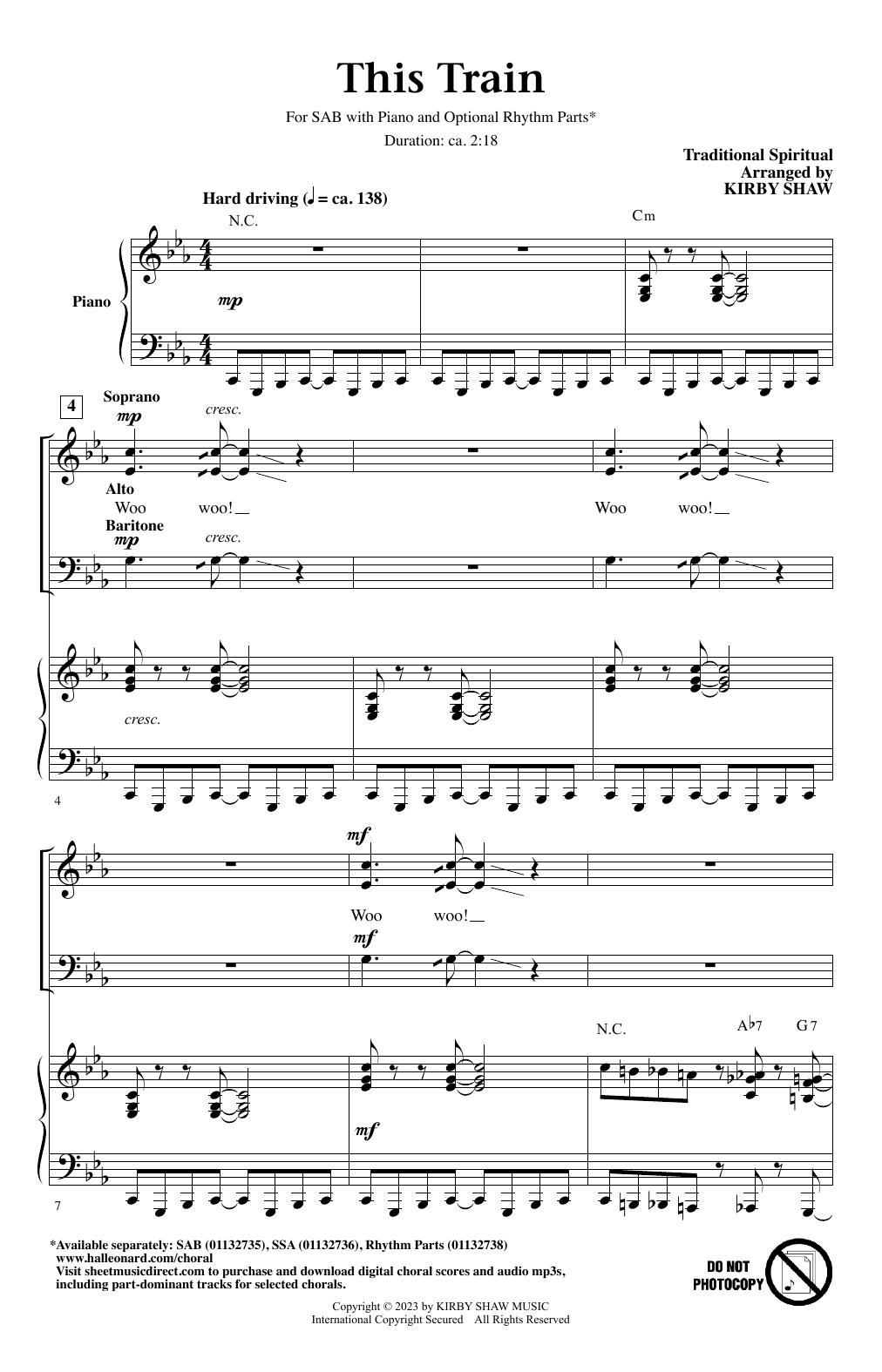 Traditional Spiritual This Train (arr. Kirby Shaw) Sheet Music Notes & Chords for SAB Choir - Download or Print PDF