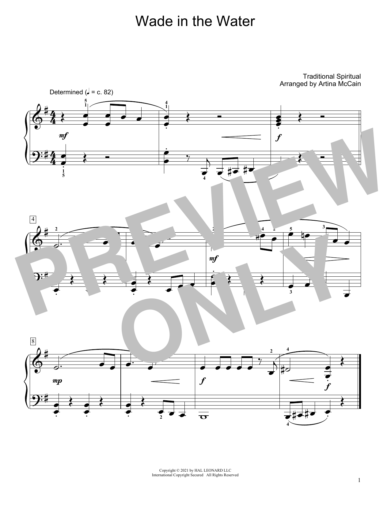 Traditional Spiritual Wade In The Water (arr. Artina McCain) Sheet Music Notes & Chords for Educational Piano - Download or Print PDF