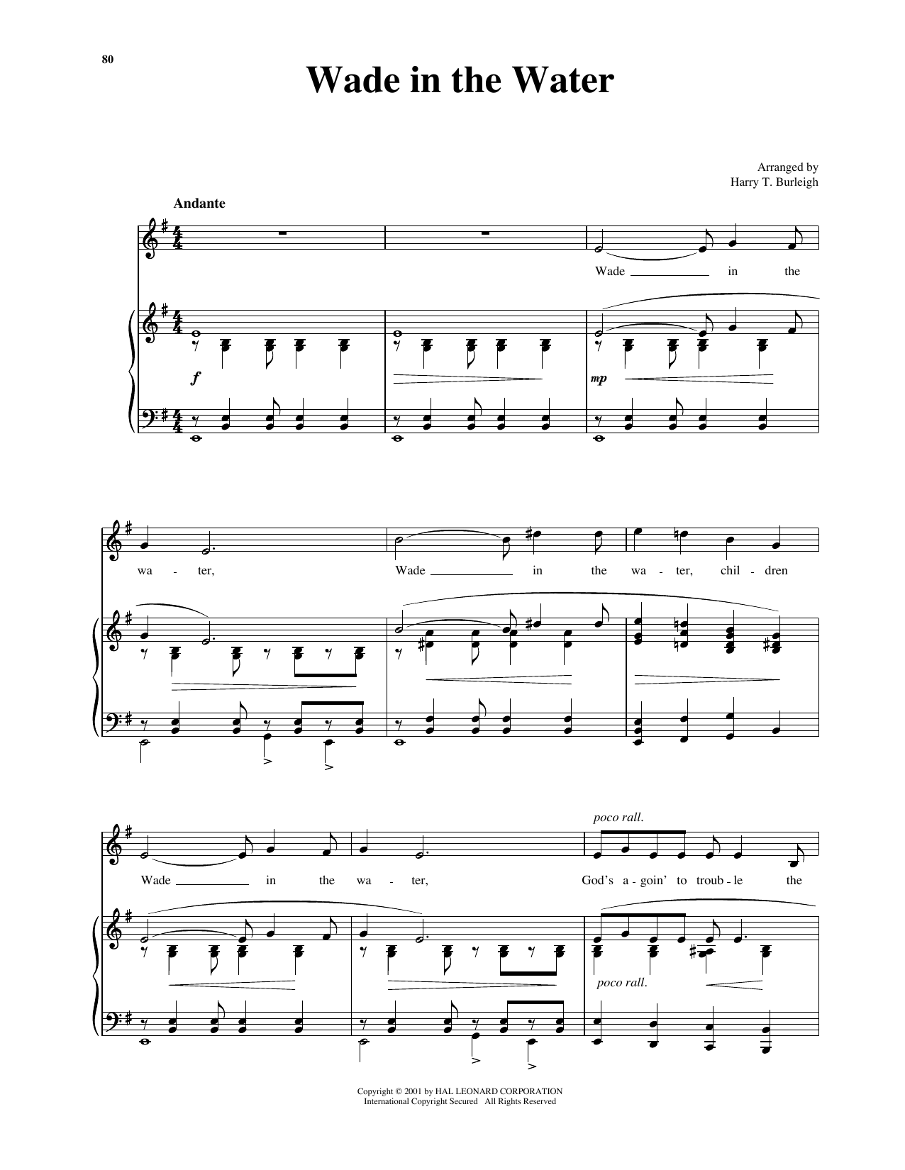 Traditional Spiritual Wade In The Water (arr. Richard Walters) (High Voice) Sheet Music Notes & Chords for Piano & Vocal - Download or Print PDF